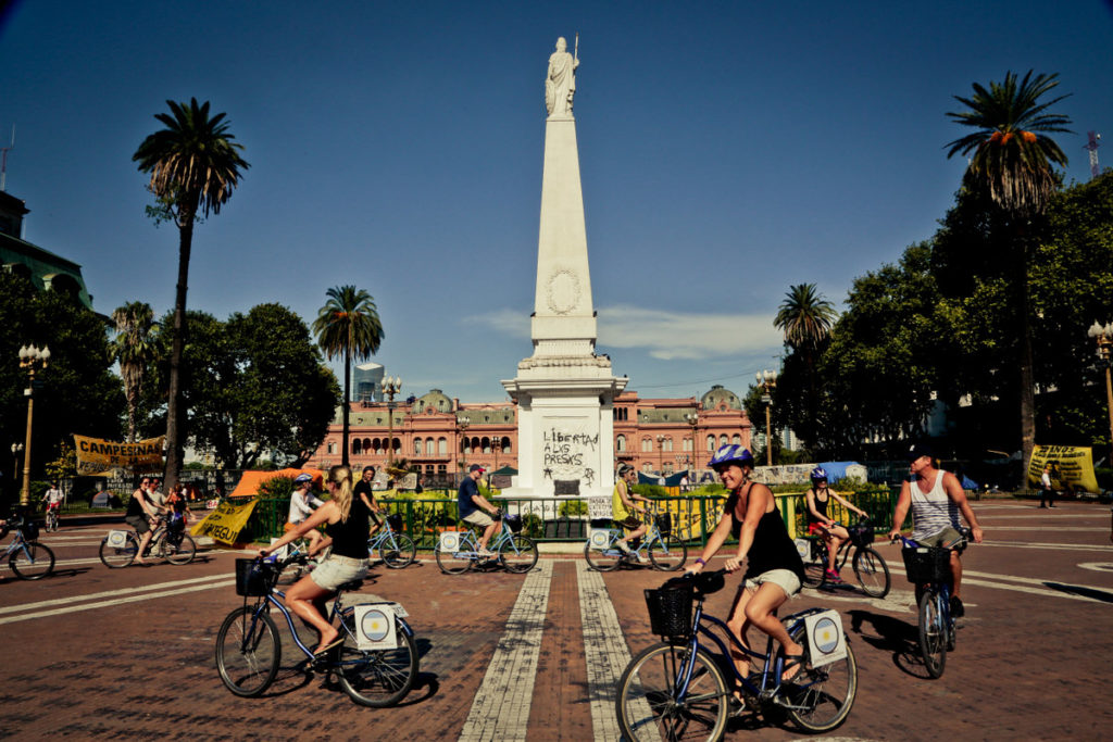 Visit Buenos Aires and enjoy a bike tour.