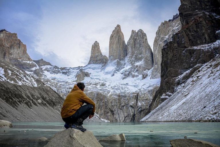 Sitting at the base of Torres del Paine