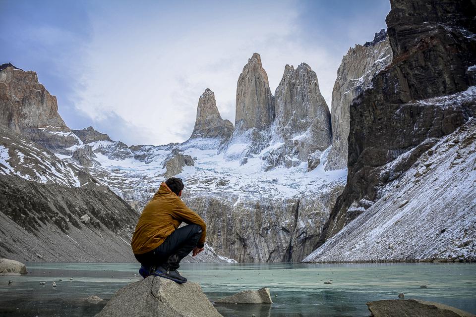 Sitting at the base of Torres del Paine