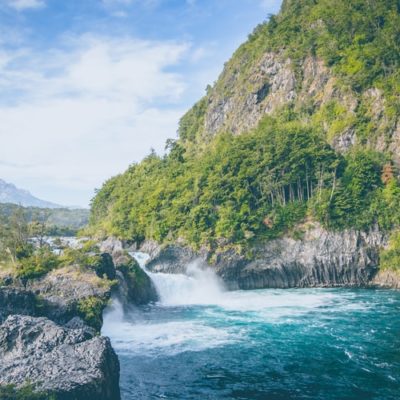 Petrohue Falls and Osorno Volcano