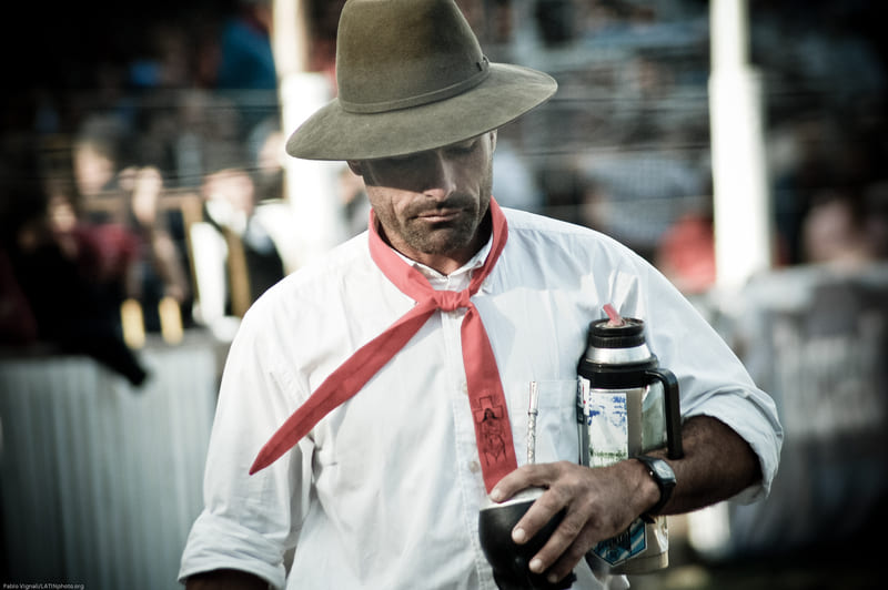 Man drinking mate, a very well known drink of Argentina
