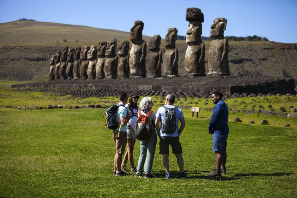 Viist the archeological sites of Eastern Island in Chile.